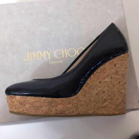 Jimmy Choo black patent wedge platform Pump shoes size Size 38.5 - Picture 2 of 16